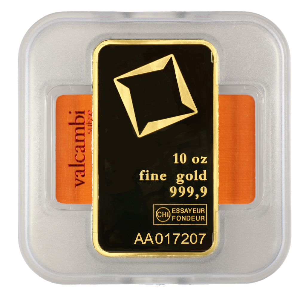 10 oz. Gold Bar - Valcambi Suisse - 999.9 Fine Sealed with Assay Certificate