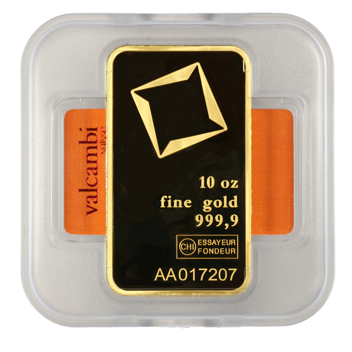 10 oz. Gold Bar - Valcambi Suisse - 999.9 Fine Sealed with Assay Certificate