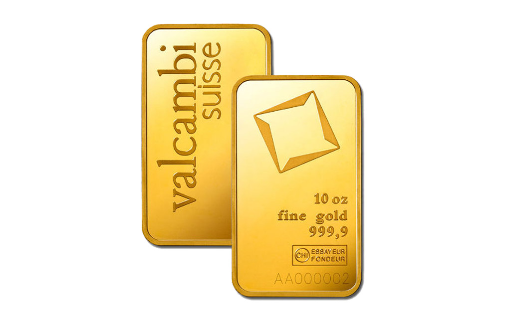 10 oz. Gold Bar - Valcambi Suisse - 999.9 Fine Sealed with Assay Certificate