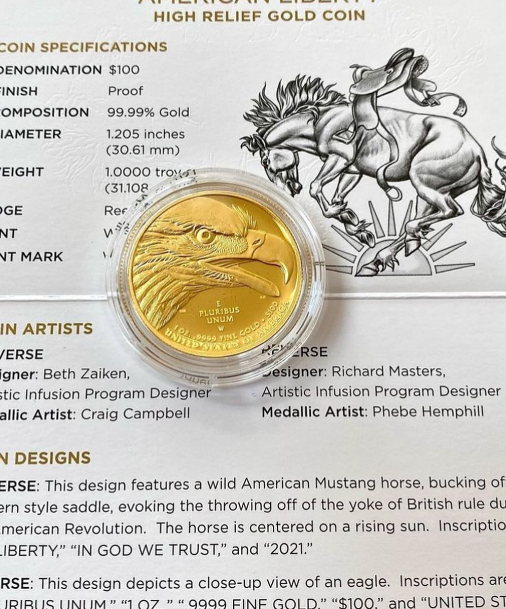 2021 W American Liberty Gold High Relief Proof 1 oz $100 NGC PF70 Early Releases