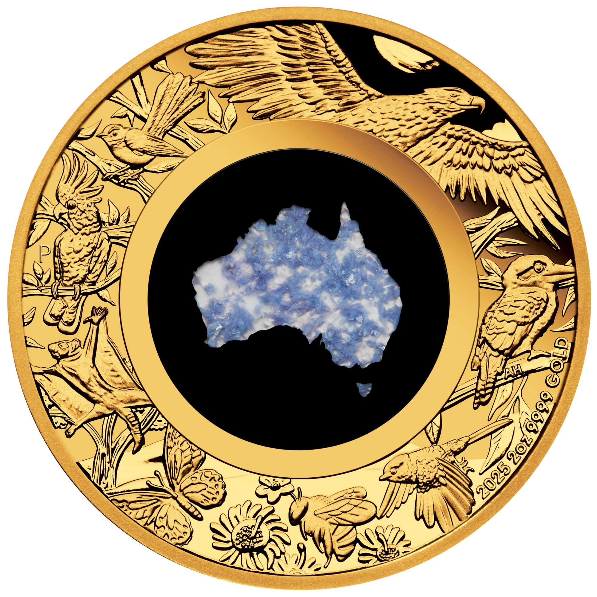 Great Southern Land 2025 2oz Gold Proof Blue Lepidolite Coin