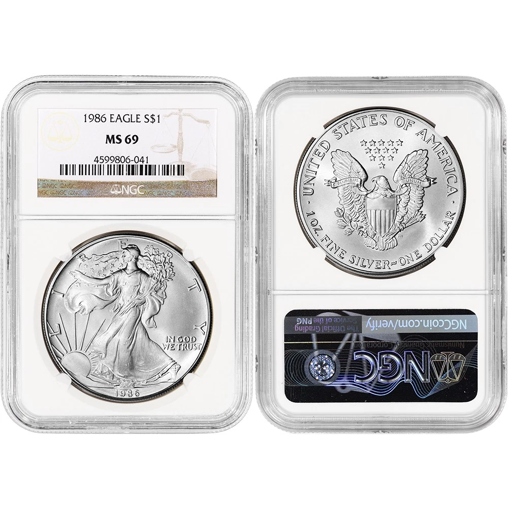 41-pc. 1986 - 2025 American Silver Eagle Coin Complete Date Set NGC MS69