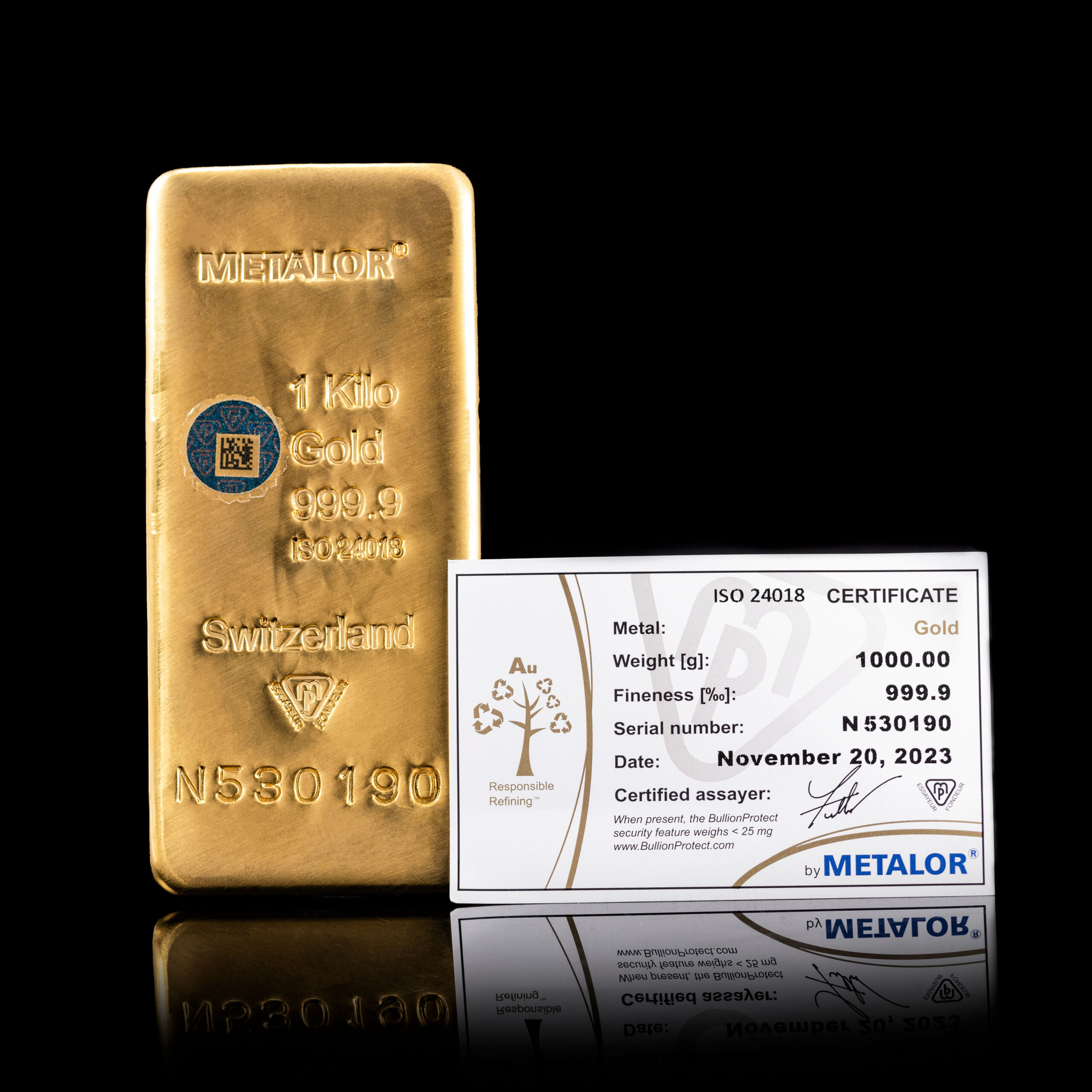Metalor 1Kg Cast Gold Bar