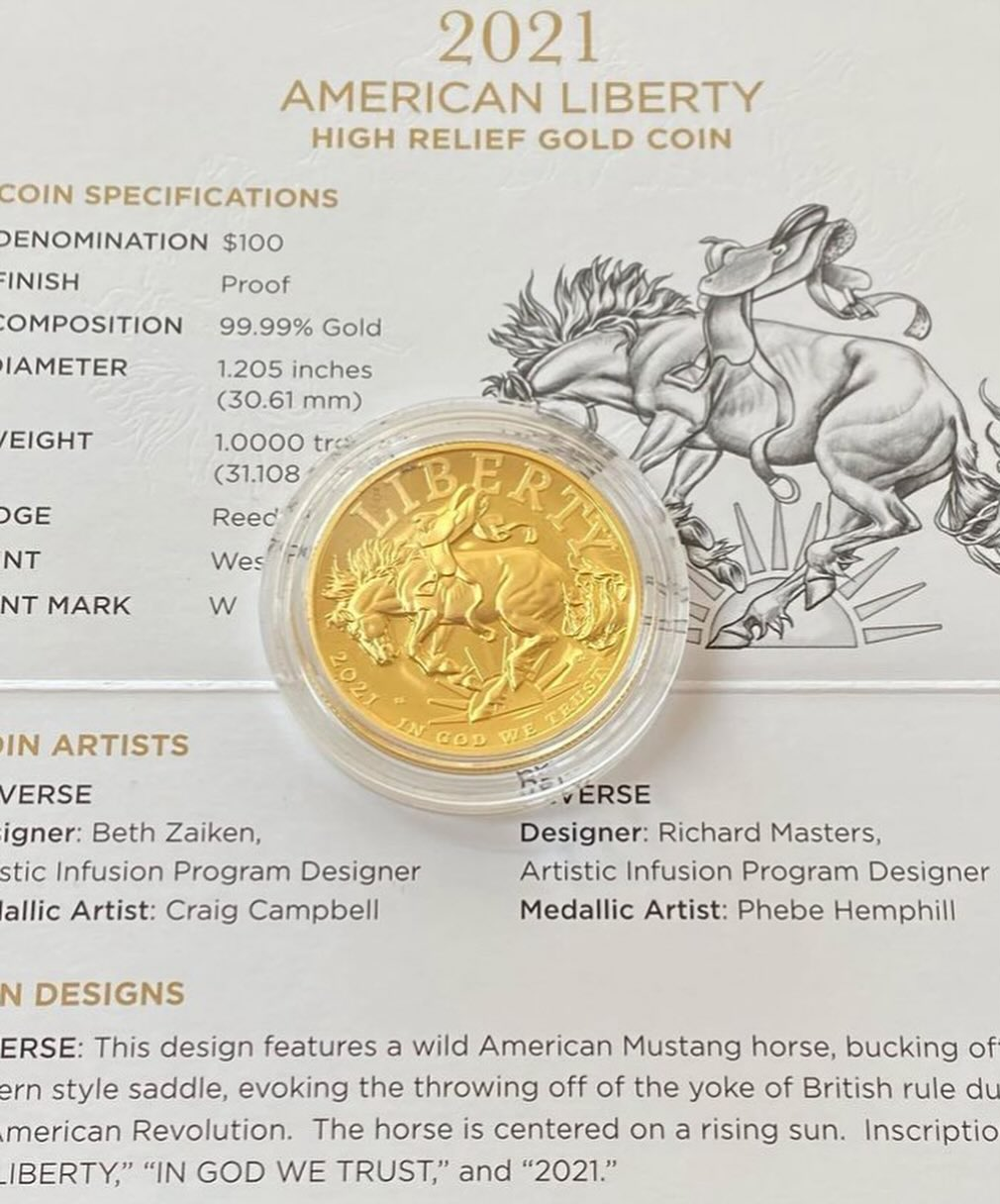 2021 W American Liberty Gold High Relief Proof 1 oz $100 NGC PF70 Early Releases