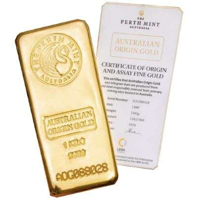 1kilo Perth Mint Gold Cast Bar (Australian Origin)