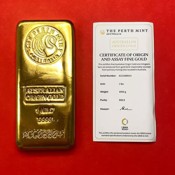 1kilo Perth Mint Gold Cast Bar (Australian Origin)